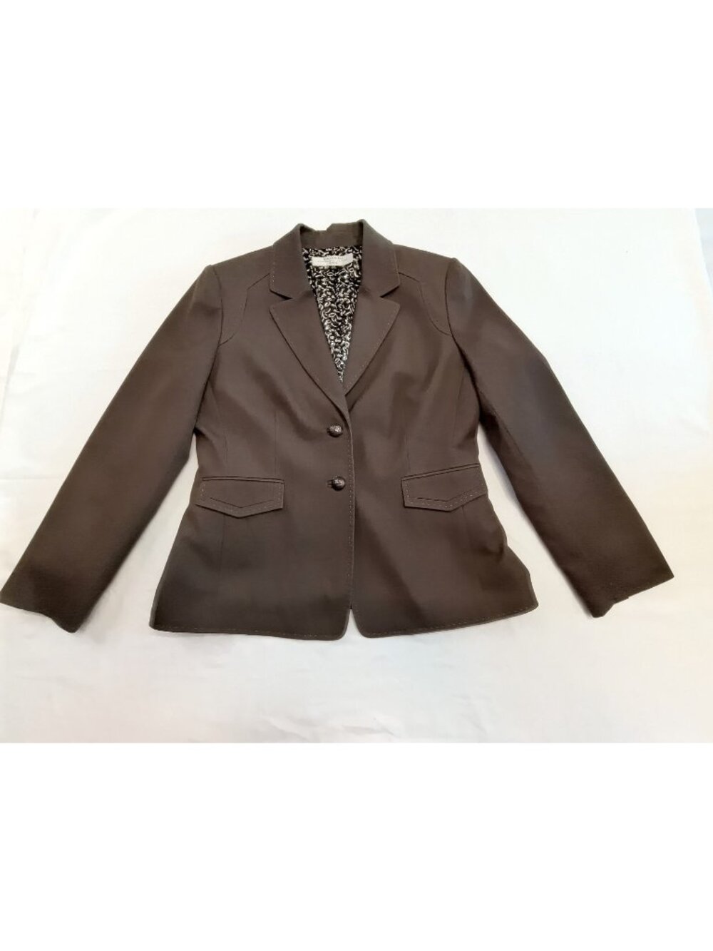 TAHARI Arthur S Levine Women Brown Suit Blazer Pockets Lined Stretch Size 10P
